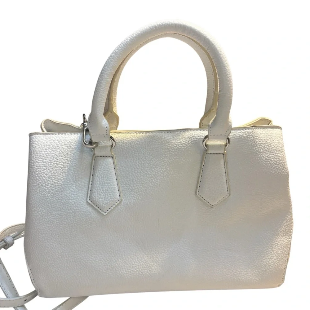 NWT Steve Madden Ivory Satchel/ Crossbody with Silver Chains Vegan Leather New